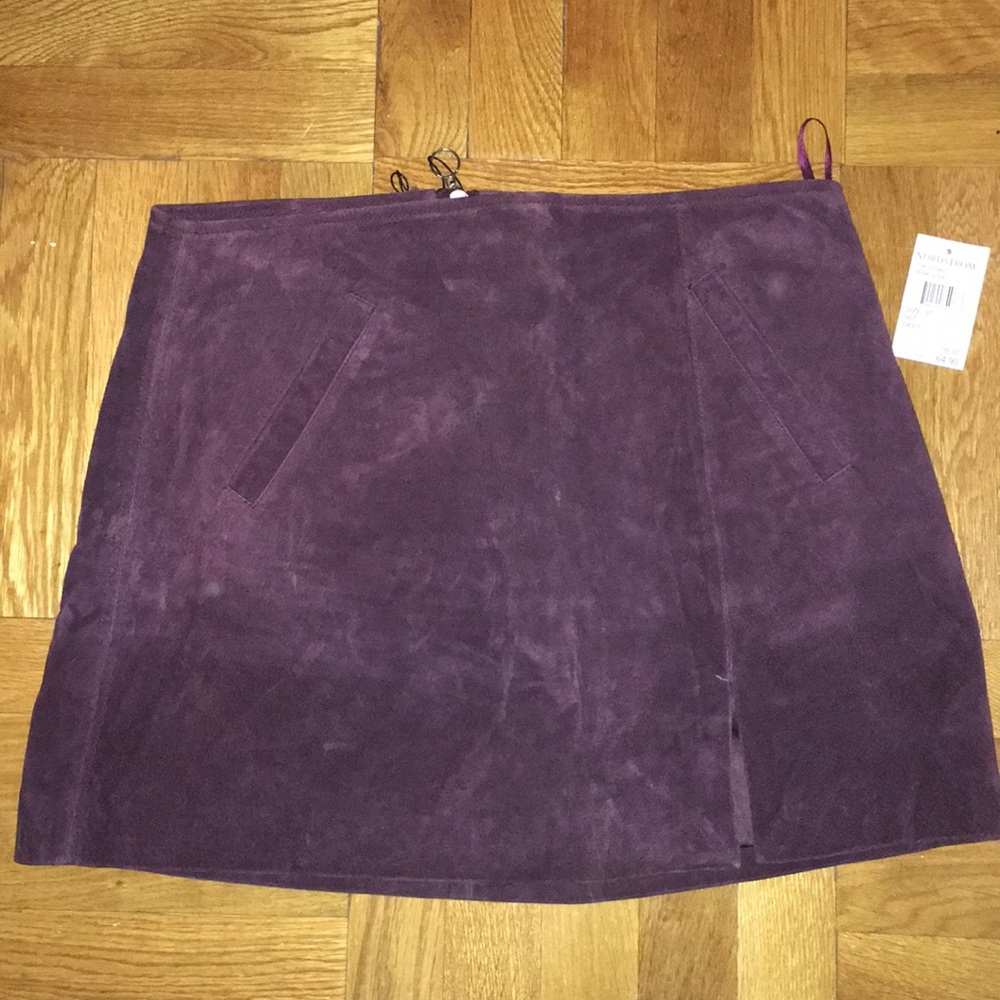 Purple suede skirt
